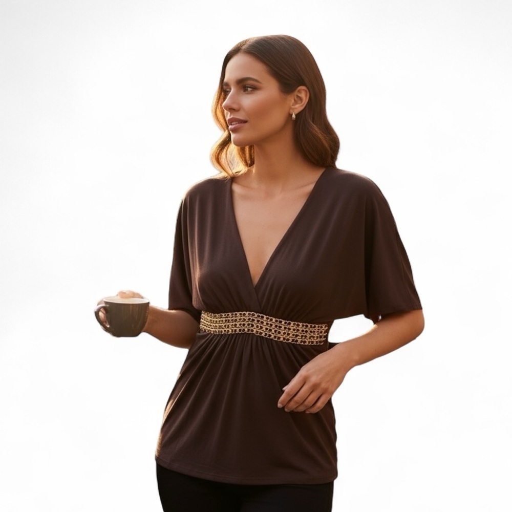 Sky brown and gold top size S